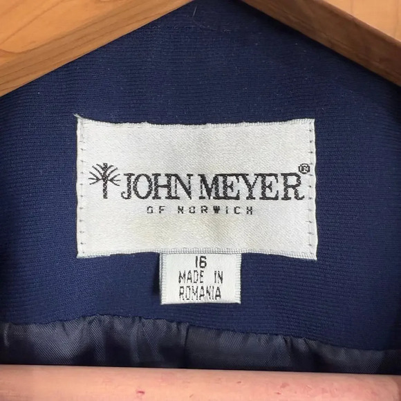 John Mayer of Norwich Blazer size 16 Blue Embroidered Shoulder Pads Career Work - Picture 8 of 9
